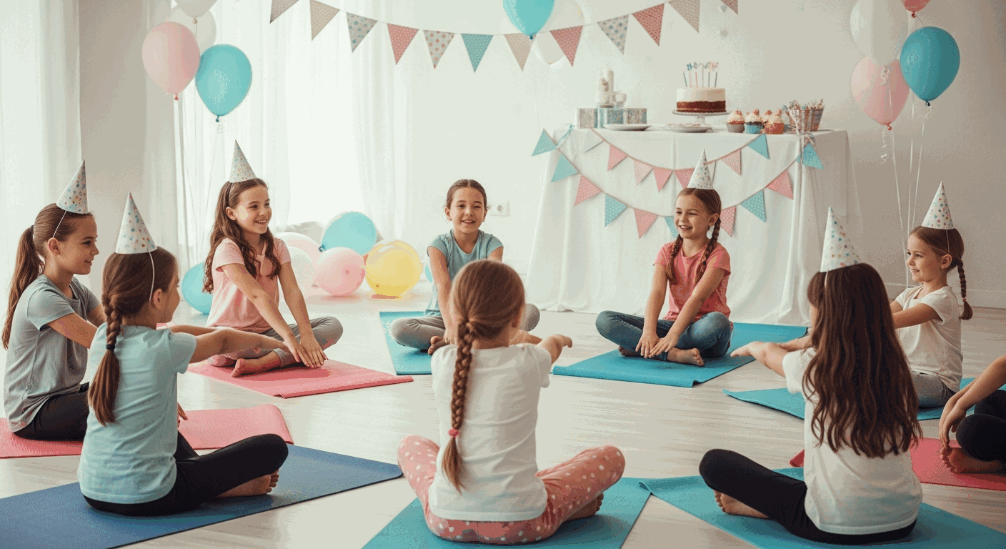 Children’s yoga birthday party celebration